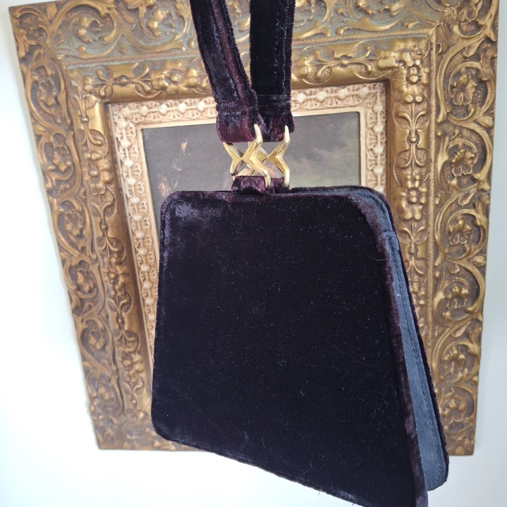 Vintage Velvet Clutch Bag Purply Black